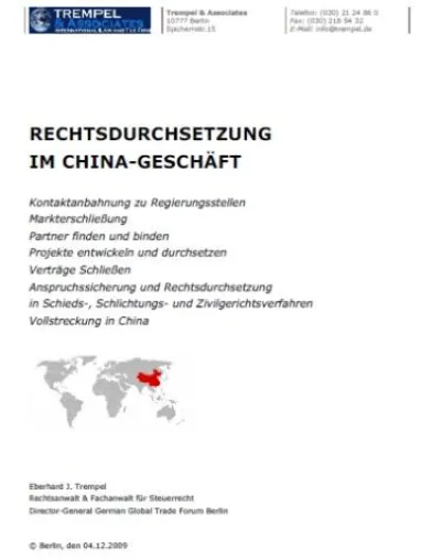 Rechtsdurchsetzung im China-Geschäft: Erfolgreich Klagen und Vollstrecken Bild: Rechtsdurchsetzung im China-Geschäft: Erfolgreich Klagen und Vollstrecken