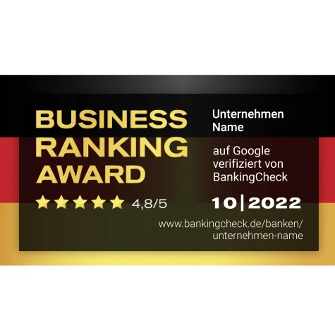 BankingCheck kündigt Business Ranking Award auf Google an Bild: BankingCheck kündigt Business Ranking Award auf Google an
