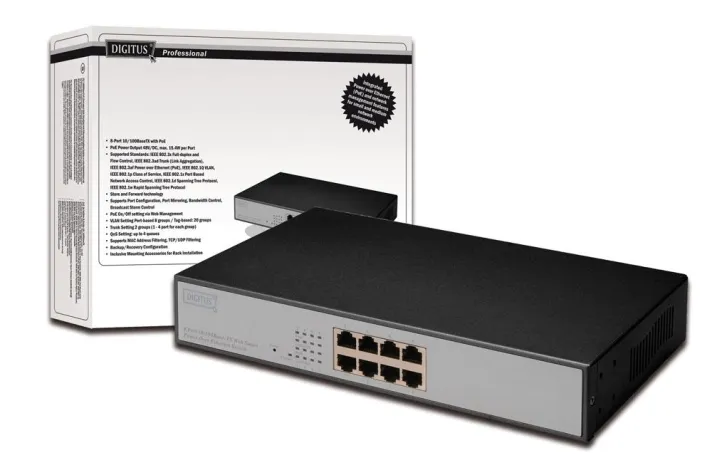 Neuer Web Smart Fast Ethernet PoE Switch von DIGITUS® Bild: Neuer Web Smart Fast Ethernet PoE Switch von DIGITUS®