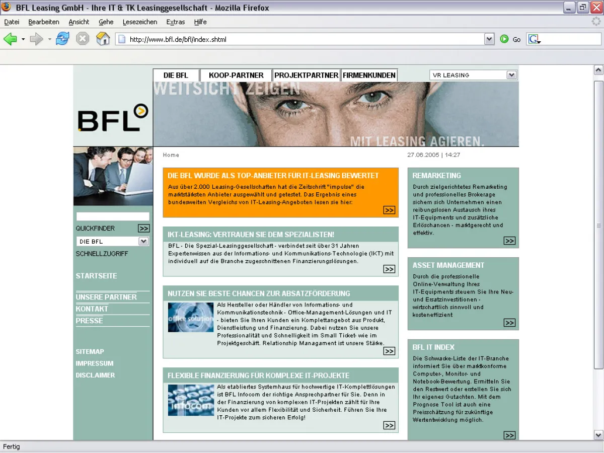 Screenshot BFL Leasing GmbH Internet