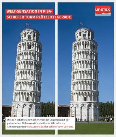 Schiefer Turm von Pisa nach über 800 Jahren endlich gerade Bild: Schiefer Turm von Pisa nach über 800 Jahren endlich gerade