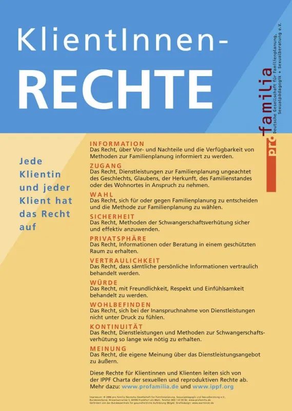 pro familia hat sich den KlientInnen-Rechten verpflichtet