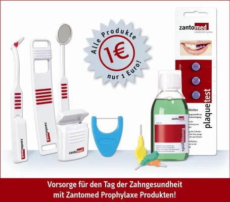 Bild: Tag der Zahngesundheit Angebot: Zantomed Prophylaxeprodukte zum Preis von 1 € im September