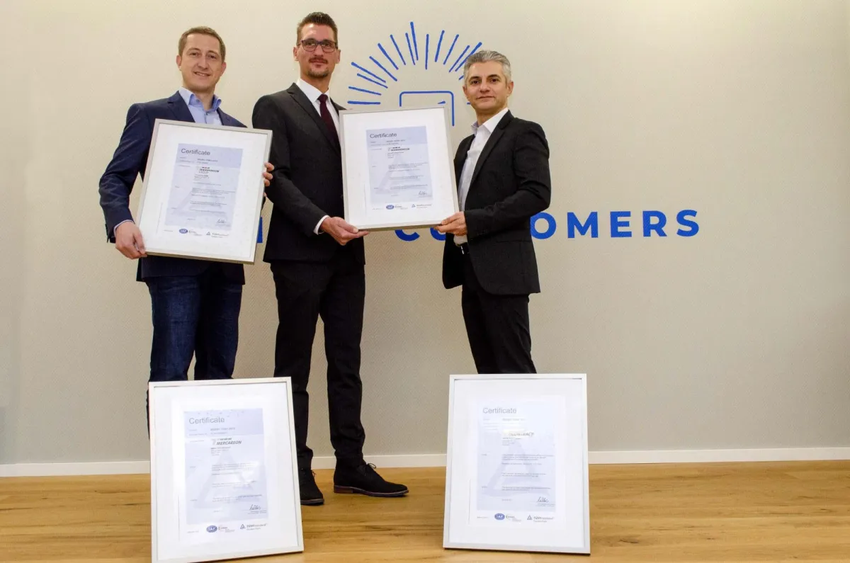 Markus Franke/Transporeon, Thomas Frenzl/TÜV Rheinland Cert GmbH, Ahmet Arslan/Transporeon Group.