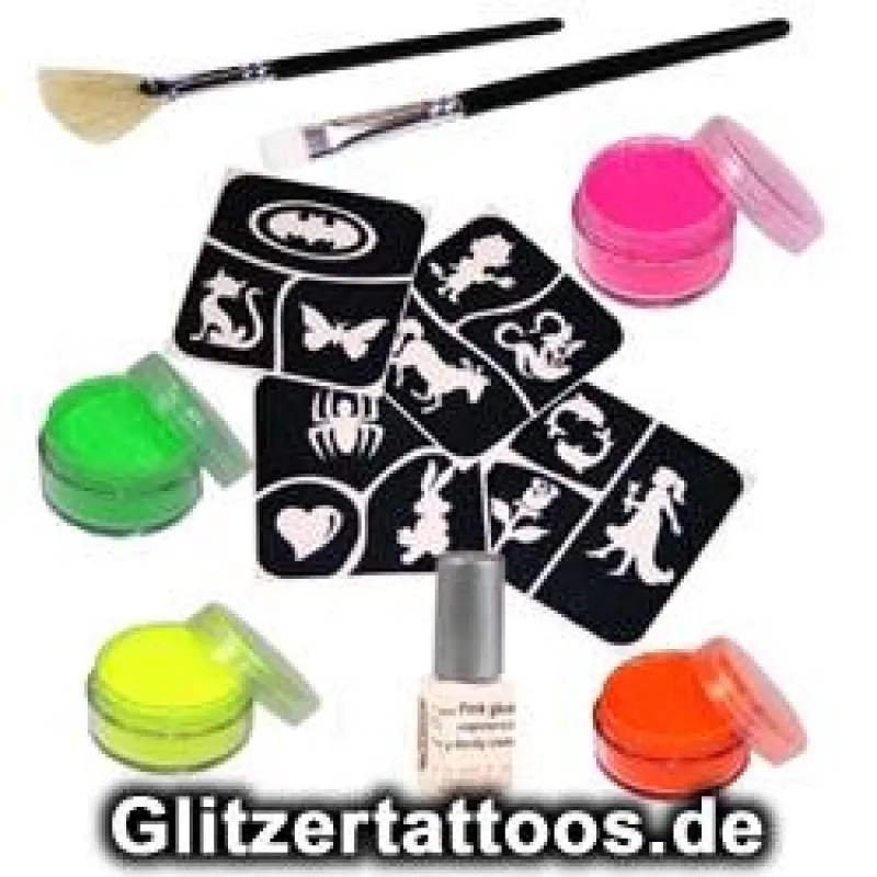 Neon-Glitzertattoos leuchten bei Schwarzlicht