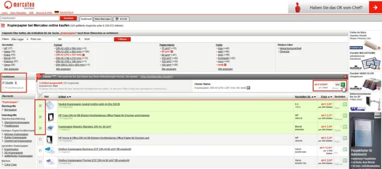Die neue Funktion Mercateo Cluster macht das Beste aus Kundenanforderungen Bild: Die neue Funktion Mercateo Cluster macht das Beste aus Kundenanforderungen