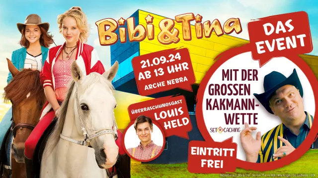 Bild: SET-CACHING UND DIE ARCHE NEBRA LADEN ZUR GROSSEN KAKMANN-WETTE MIT BIBI & TINA EIN