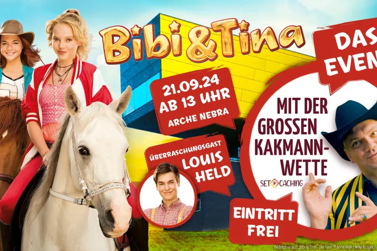 SET-CACHING UND DIE ARCHE NEBRA LADEN ZUR GROSSEN KAKMANN-WETTE MIT BIBI & TINA EIN Bild: SET-CACHING UND DIE ARCHE NEBRA LADEN ZUR GROSSEN KAKMANN-WETTE MIT BIBI & TINA EIN