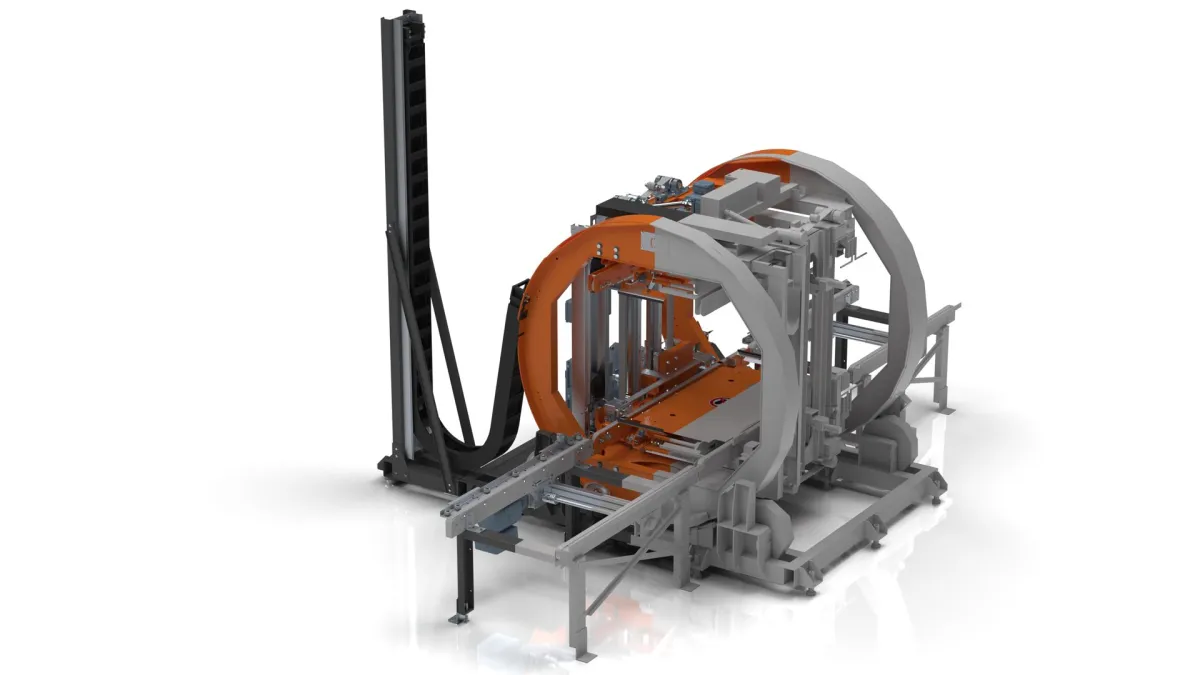 Drehstation zum Wenden von Käselaiben. Die Dateigröße wurde mit Lino® Simplify um 98,3 % reduziert. (© © Schwingshandl automation technology GmbH)