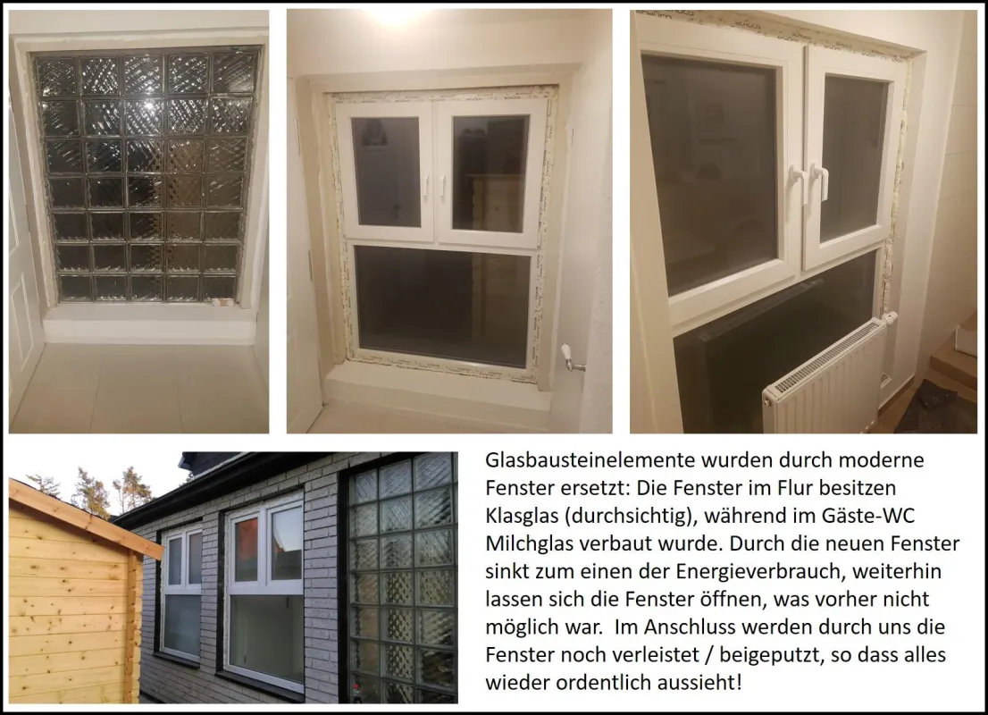 Fenstertausch - Glasbausteine gegen moderne Fenster