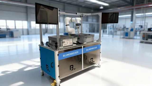 Bild: Blumenbecker präsentiert B.AI die KI-gesteuerte Roboterzelle für flexible Teileentnahme 