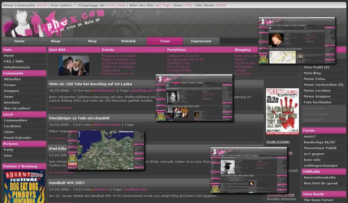 Einige Screenshots von m0rphex V3.0. Die Menüführung und  das Design wurden optimiert.