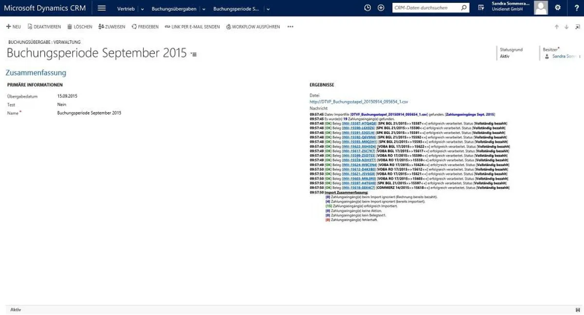 Buchungsübergabe von Microsoft Dynamics CRM nach DATEV