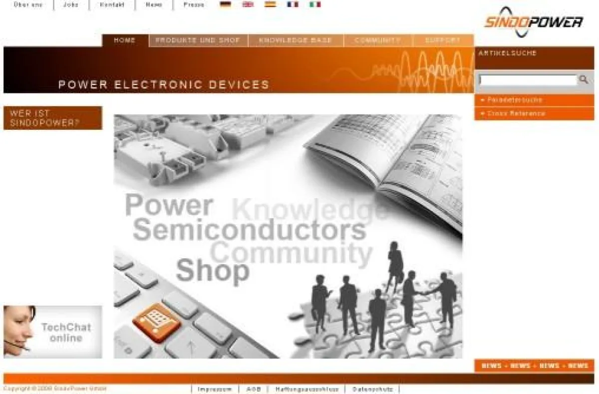 Das erste B2B Portal welches eCommerce und technische Beratung im Bereich Leistungselektronik verbindet - www.sindopower.com