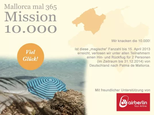 Bild: Mission 10.000. "Mallorca mal 365" startet neue Fan-Aktion auf Facebook