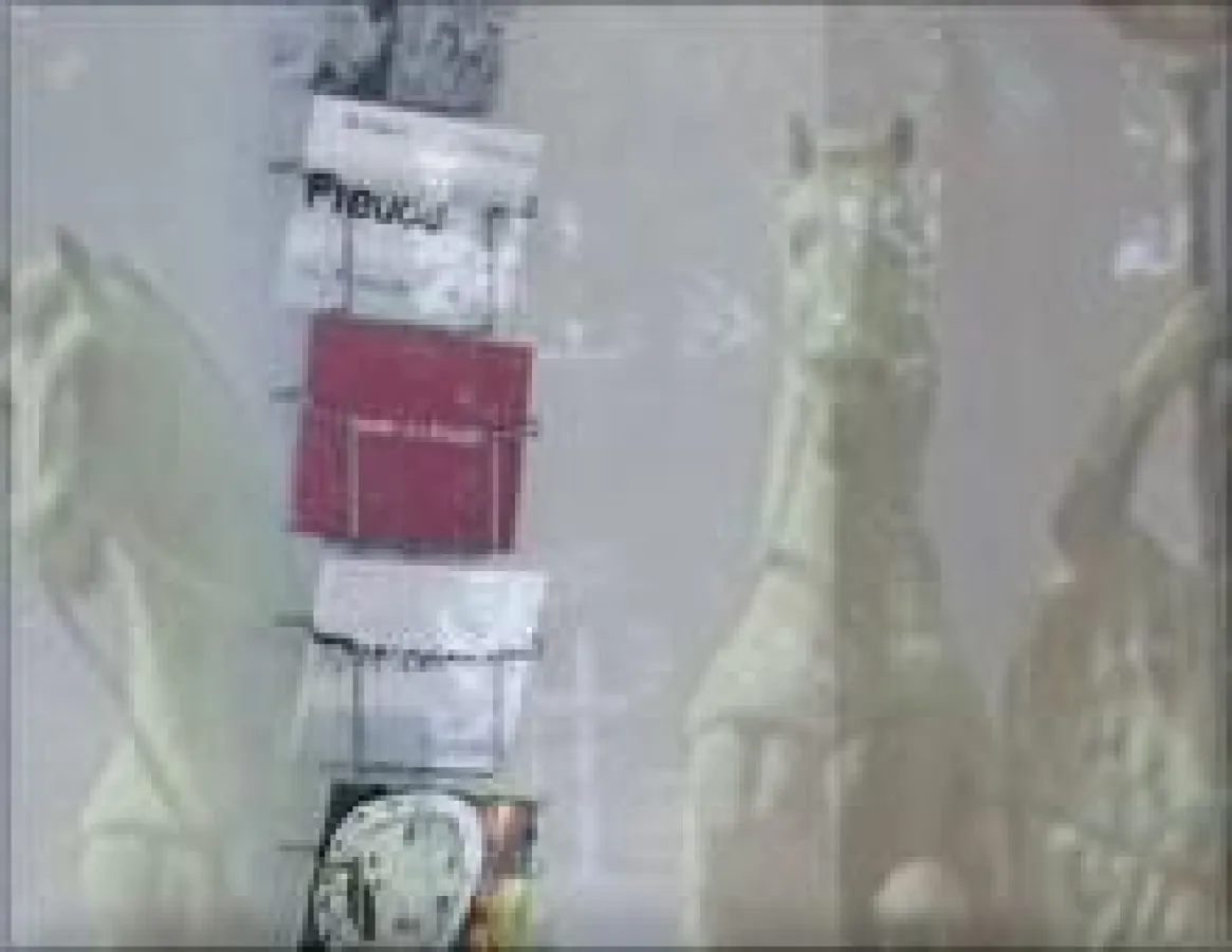 Blickt man durch das Schaufenster der Bürogemeinschaft Liegnitzer 10 sieht man gleich die typischen daspferd.-Freudepostkarten