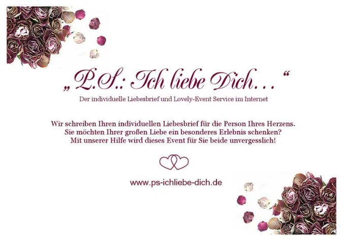 Bild: „P.S. - Ich liebe Dich…“ individueller Liebesbrief-Service mit vielen Extras ist online