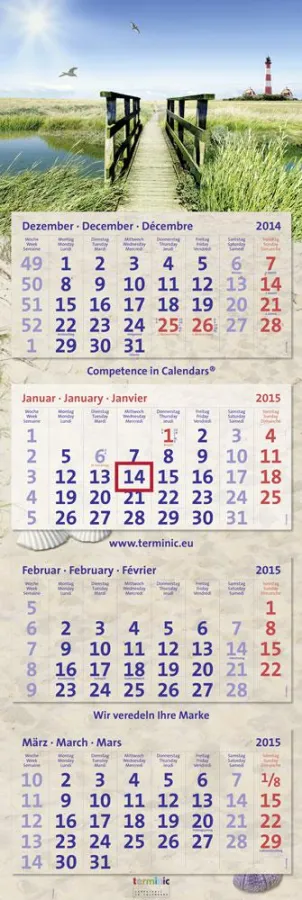 Der 4-Monatskalender super 2 quadro aus der terminic Sonderedition 2015