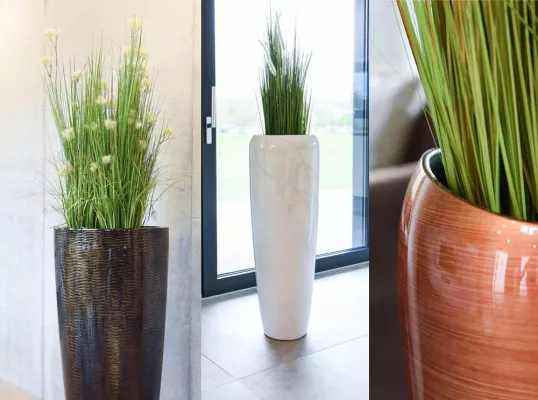 Bild: Marmorlook und Schlangenhaut-Optik: Spannendes Pflanzkübel-Design von VIVANNO