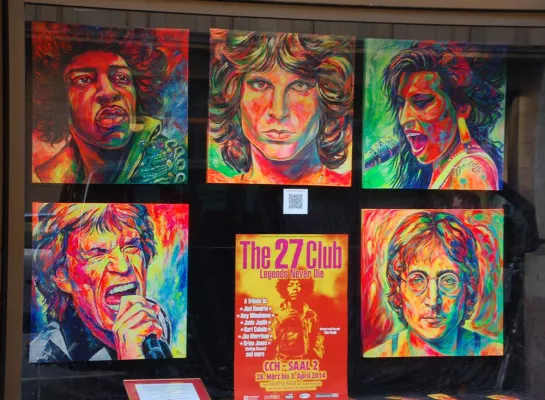 Bild: The 27 Club & Friends - Künstler Portraits - Gemälde von Margarita Kriebitzsch - Ausstellung in Hamburg City