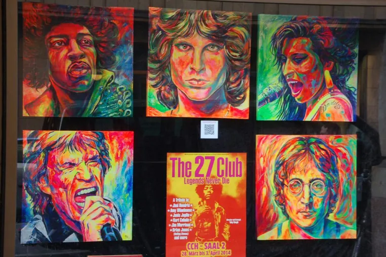 Bild: The 27 Club & Friends - Künstler Portraits - Gemälde von Margarita Kriebitzsch - Ausstellung in Hamburg City