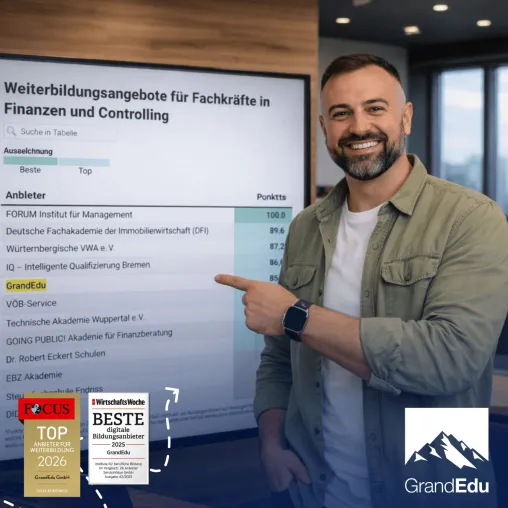 Bild: GrandEdu im SZ Institut Ranking „Top berufliche Weiterbildung 2026“ dreifach in den vorderen Plätzen vertreten