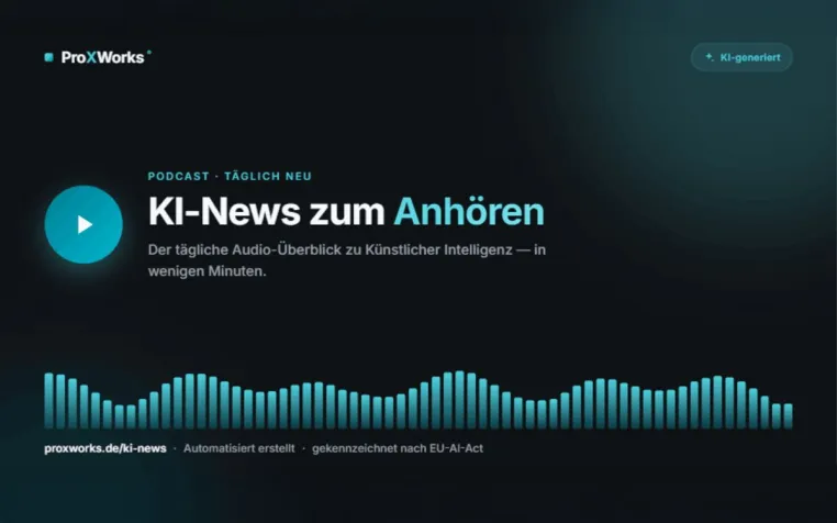 Bild: ProXWorks® startet KI-Podcast „KI-News“: Audio-Lösungen jetzt auch für unsere Kunden realisierbar