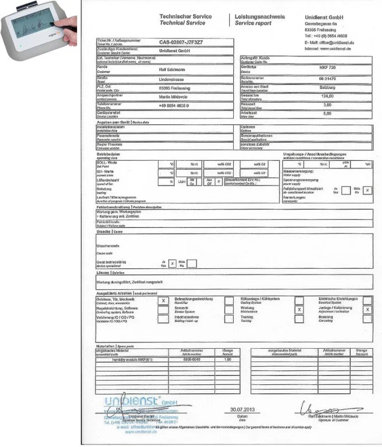 Digitaler Serviceschein