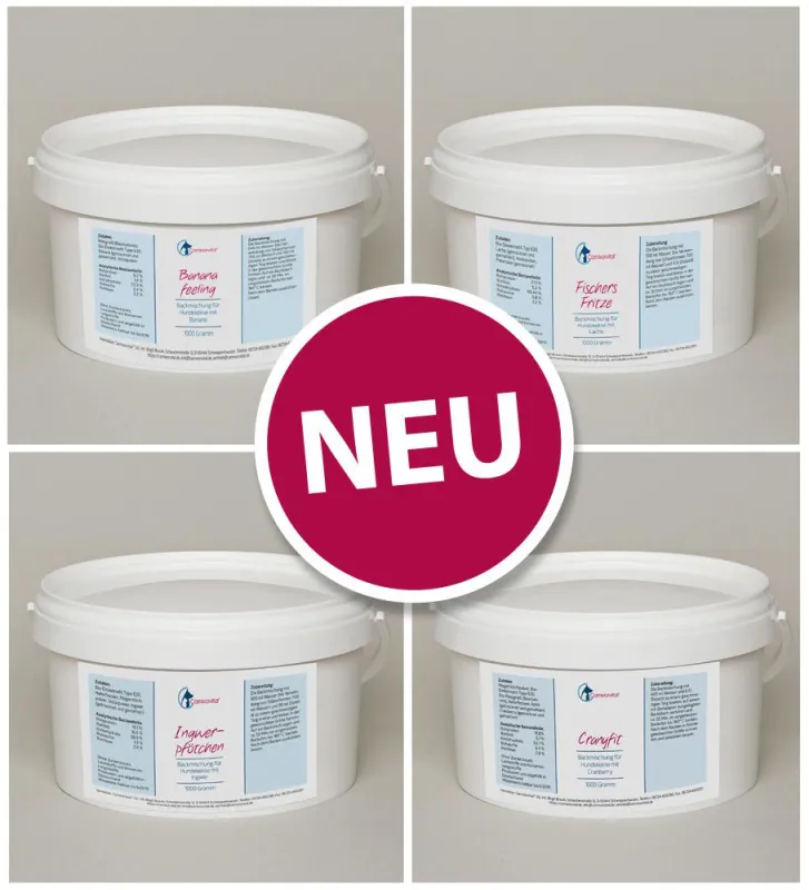 Unsere Backmischungen, erhältlich in 1000 Gramm und 2500 Gramm