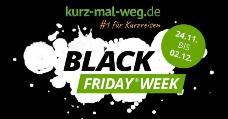 Schnäppchenjäger aufgepasst: Kurz-mal-weg.de startet „Black Friday Week“ Bild: Schnäppchenjäger aufgepasst: Kurz-mal-weg.de startet „Black Friday Week“