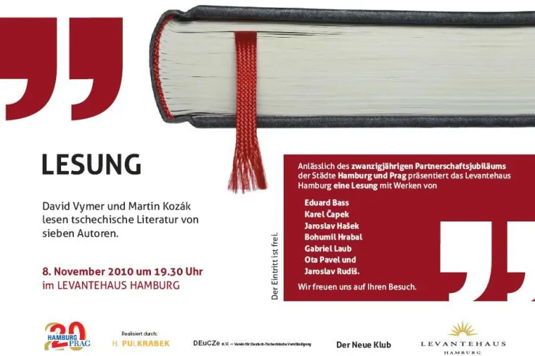 Bild: 20 Jahre Städtepartnerschaft Hamburg - Prag: Zum Jubiläum eine Lesung im Levantehaus Hamburg
