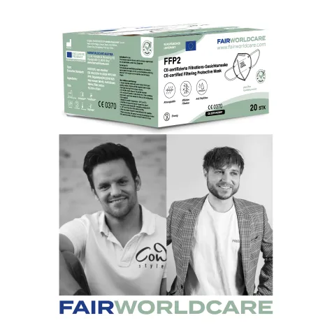 Bild: FairWorldCare spendet je 100 verkauften FFP2 Masken 1 Maske an gemeinnützige Organisationen