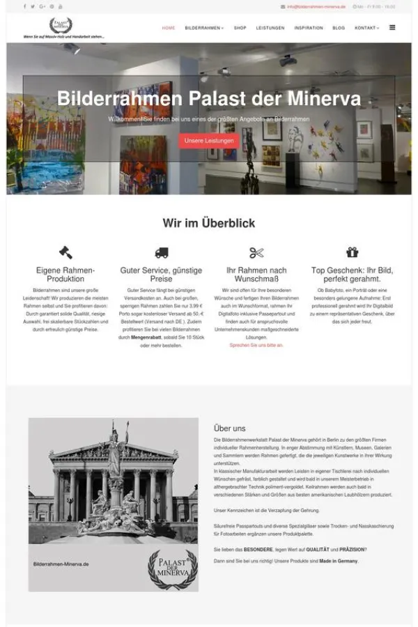 Webseite Bilderrahmen-Minerva.de