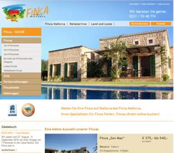 Individueller Fincaurlaub per Mausklick: Relaunch von www.fincamallorca.de Bild: Individueller Fincaurlaub per Mausklick: Relaunch von www.fincamallorca.de