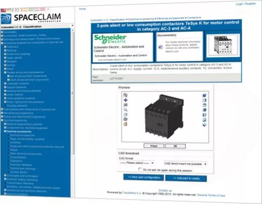 3D-Online-Katalog von TraceParts kostenlos verfügbar für alle SpaceClaim Anwender Bild: 3D-Online-Katalog von TraceParts kostenlos verfügbar für alle SpaceClaim Anwender