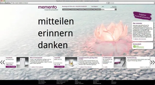 Bild: Neu: memento, das Online-Portal für Trauerdrucksachen