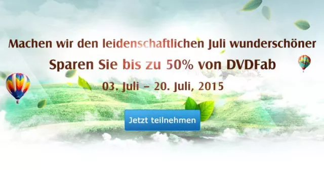 Bild: Die DVDFab Leidenschaftlichen Juli Angebote -- DVDFab Produkt mit vielleicht 50 % Rabatt erhalten