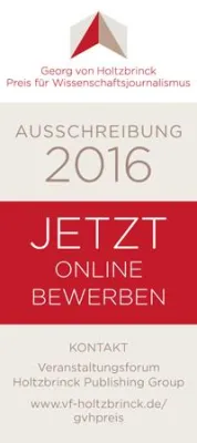 Bild: Ausschreibungsbeginn Georg von Holtzbrinck Preis für Wissenschaftsjournalismus 2016