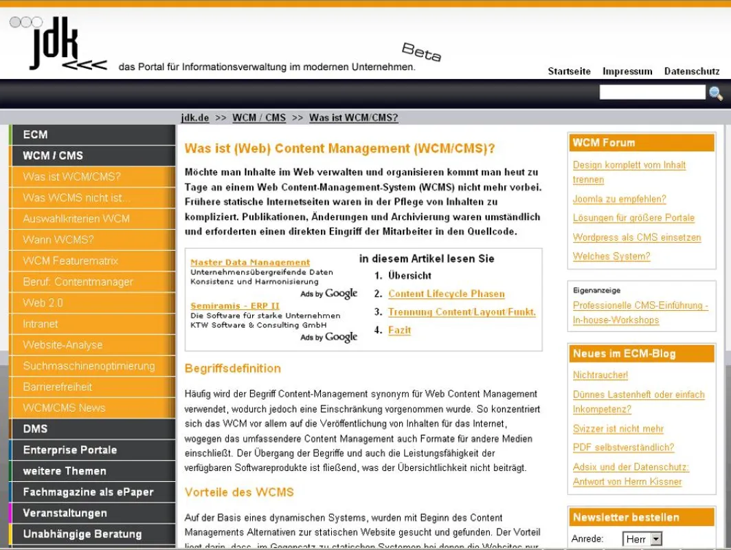Neu: Mehrseitige Artikel auf www.jdk.de