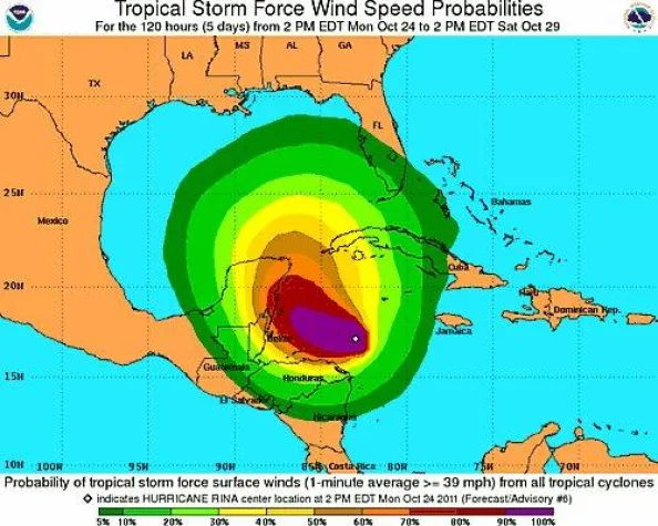 Hurricane Rina hat jetzt die Kategorie 3 erreicht Bild: Hurricane Rina hat jetzt die Kategorie 3 erreicht
