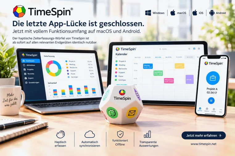 TimeSpin Zeiterfassung wird vollständig plattformunabhängig und bringt Impulse für New Work. Bild: TimeSpin Zeiterfassung wird vollständig plattformunabhängig und bringt Impulse für New Work.