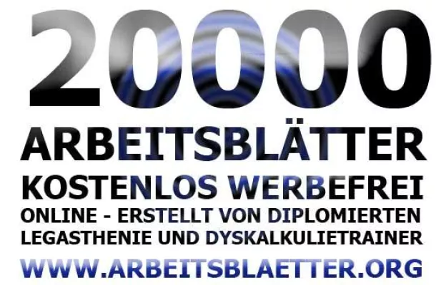 Bild: Über 20.000 kostenlose Arbeitsblätter zum Legasthenie- und Dyskalkulietraining online zum Download