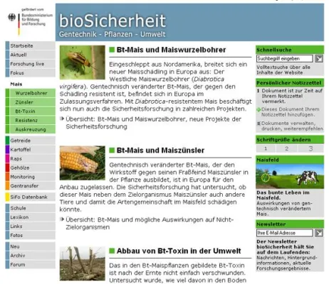 Bild: Bt-Mais: "Es handelt sich um ein geprüft sicheres Produkt" - Kontroverse um Bewertung von Forschungsergebnissen - Interview mit Bundesamt für Verbraucherschutz und Lebensmittelsicherheit auf bioSicher