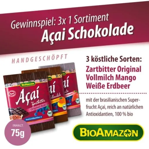 Bild: Neues Online-Gewinnspiel: Acai Schokolade von BioAmazon