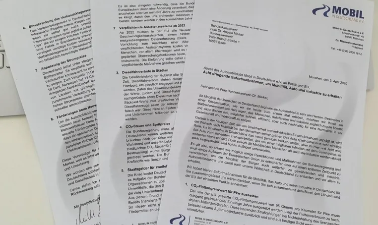 Bild: Appell des Automobilclubs Mobil in Deutschland e.V. an Politik und EU