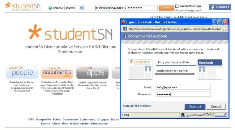 Bild: Noch mehr Vernetzung: studentSN jetzt mit „Facebook Connect“ unterwegs