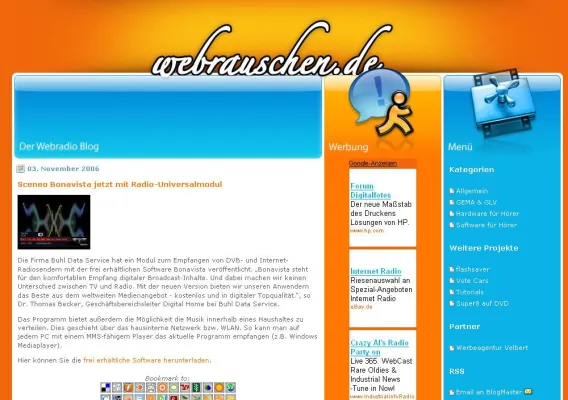 Bild: webrauschen.de - täglicher Newsblog für Webradio / Internetradio gelauncht