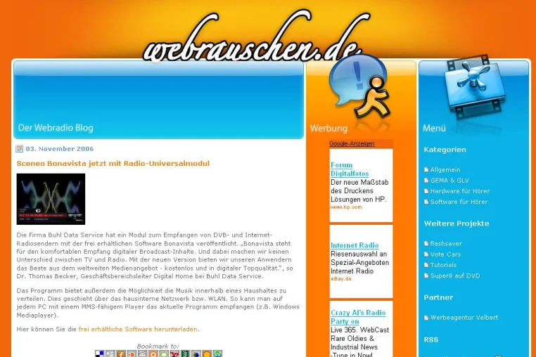 Bild: webrauschen.de - täglicher Newsblog für Webradio / Internetradio gelauncht
