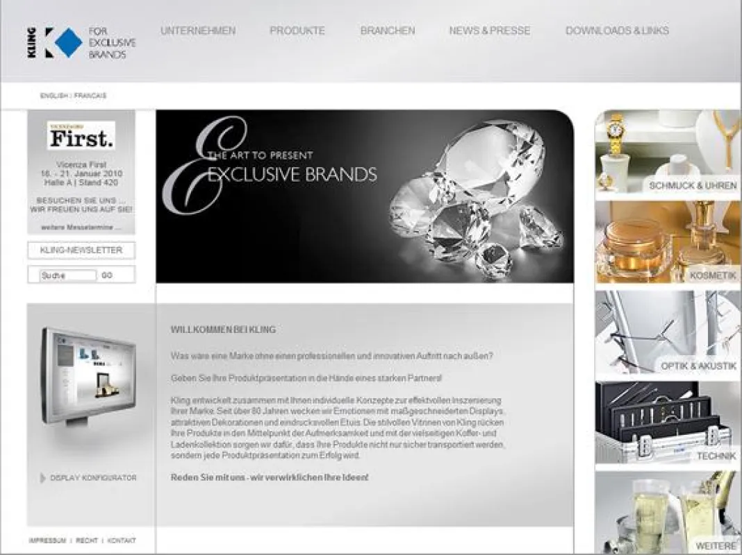 Die neuen Homepage der Kling GmbH
