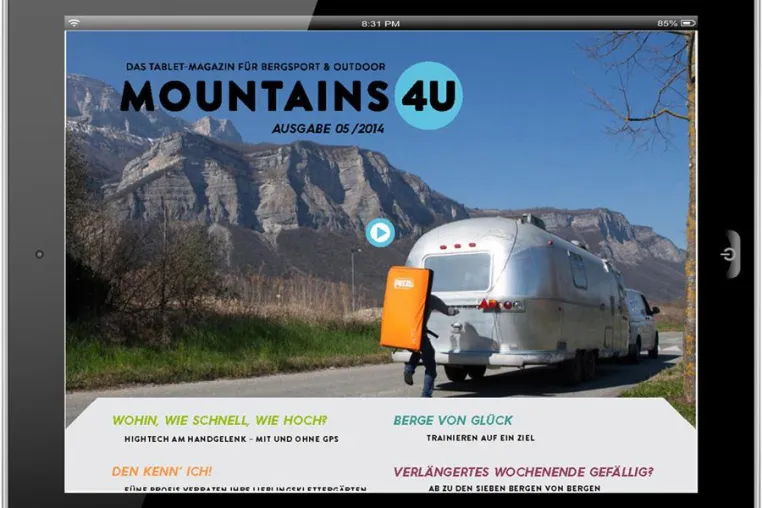 Bild: Tablet-Magazin Mountains4U: „Wir geben unseren Usern Zeit, das Magazin zu genießen“